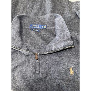 Ralph Lauren Mens Quarter-Zip Pullover Size XL Estate Rib Gray Polo Sweatshirt